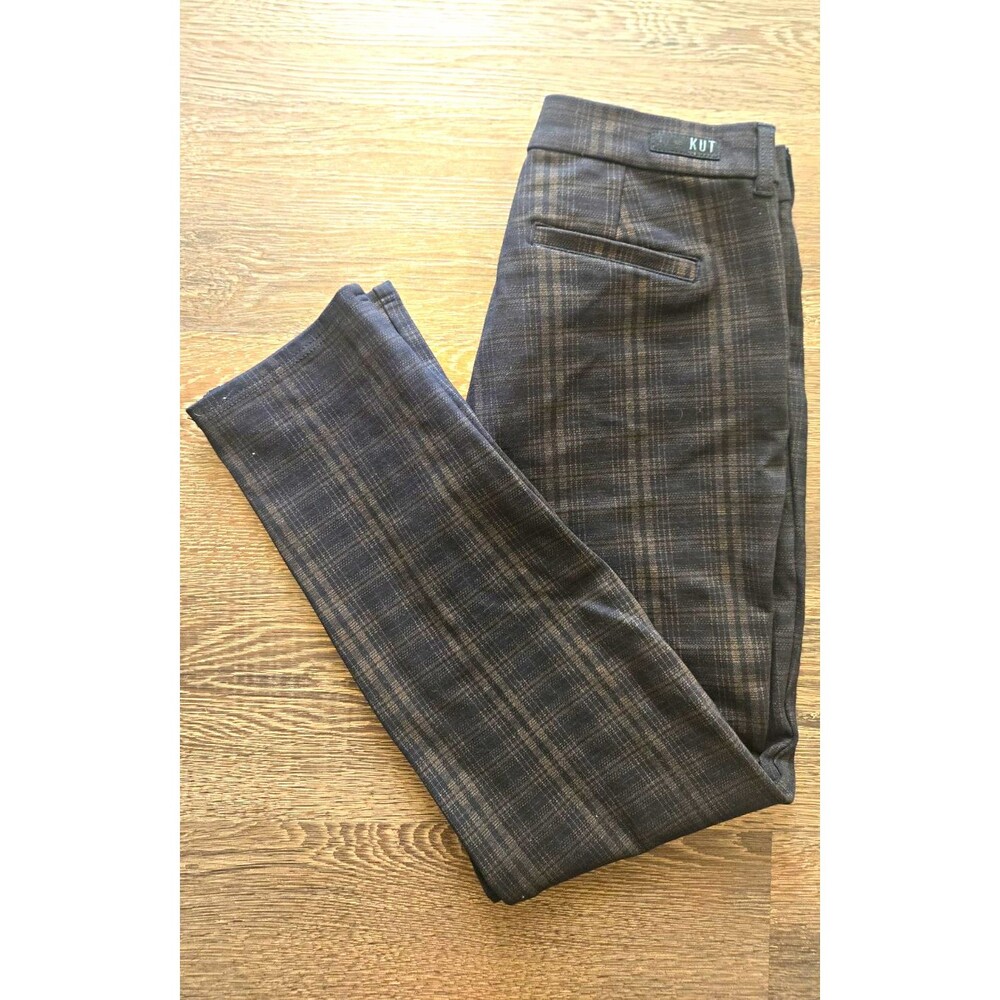 KUT from the Kloth Brown Plaid Skinny Trousers Size 10